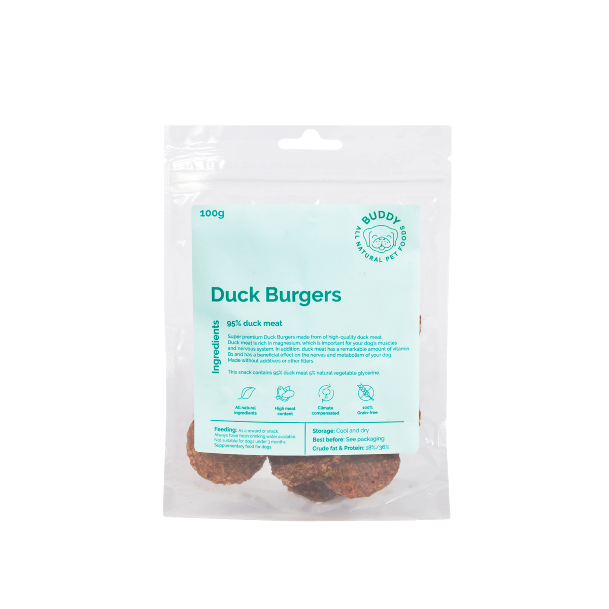 BUDDY Meaty Burgers - Duck 100g