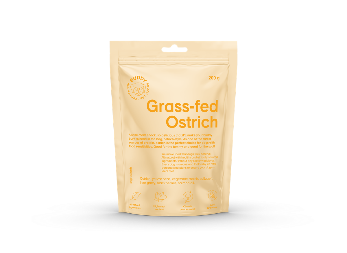 BUDDY Semi-moist Snack Ostrich with Blackb 200g